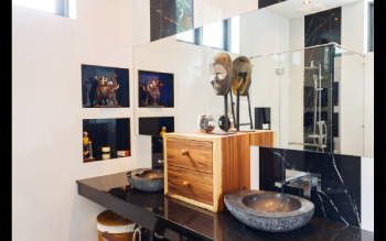 Elegant Double Sinks with Wide Mirror in the Master Suite